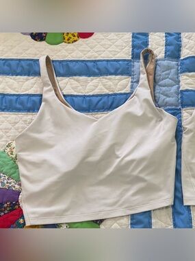 Old Navy White V-Neck Crop Sport Bra